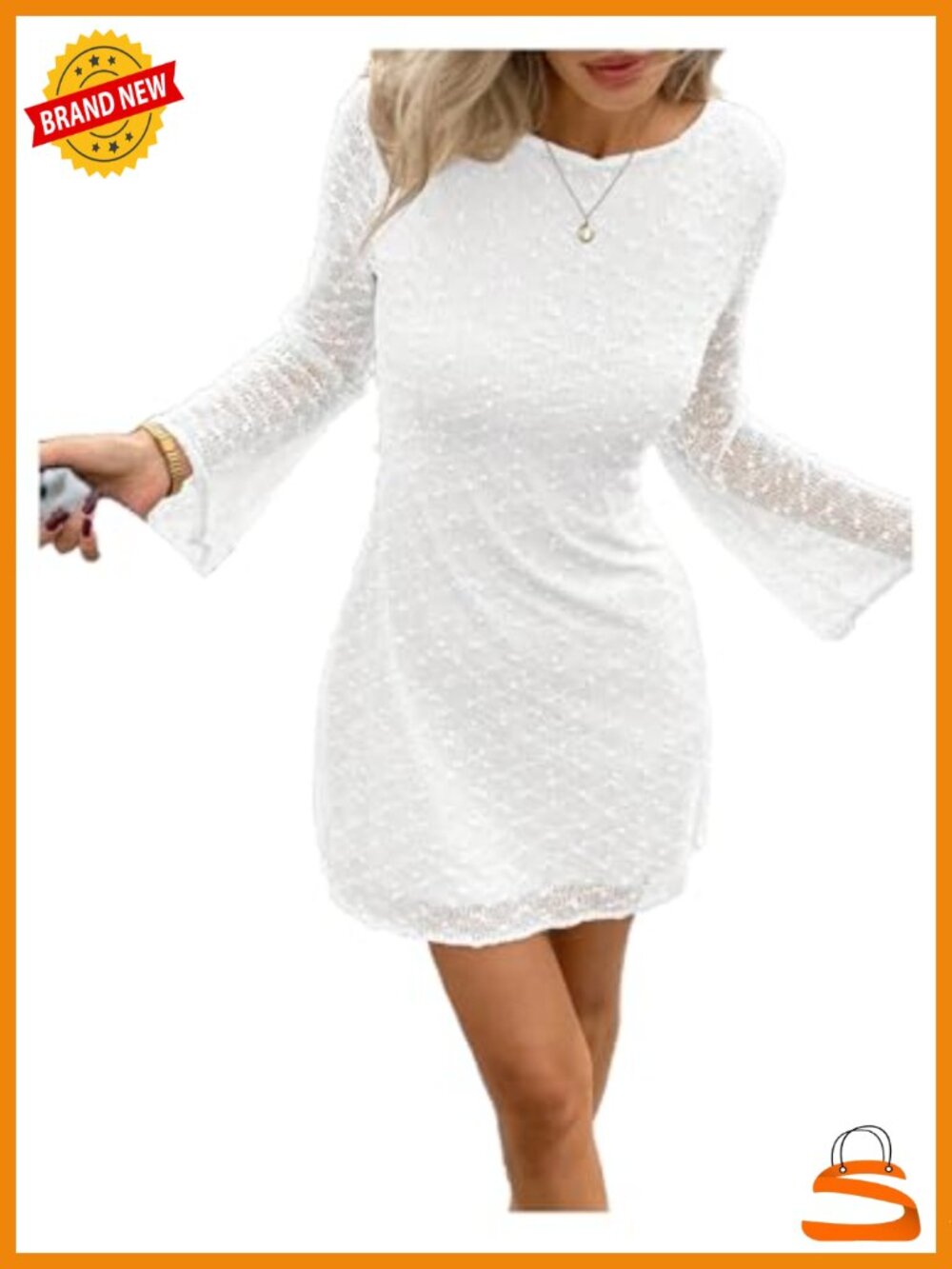 Mesh Long Sleeve Mini Bodycon Dress Crew Neck Party Club Night Out